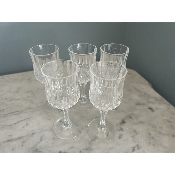 5 Cristal D’Arques Crystal Shot Glasses Longchamp Diamond Cut Cordial Stemmed - Picture 11 of 14